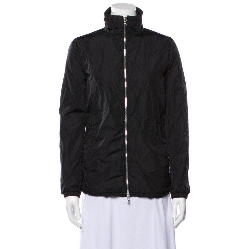 Prada Authentic Solid Black Nylon Windbreaker Lon… - image 1